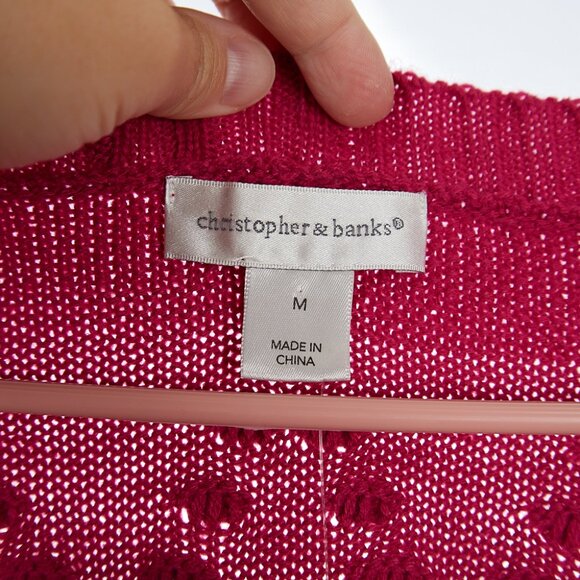 Christopher & Banks Pink Swiss Dot Cardigan Sweater Women's Medium NWT - Picture 3 of 8